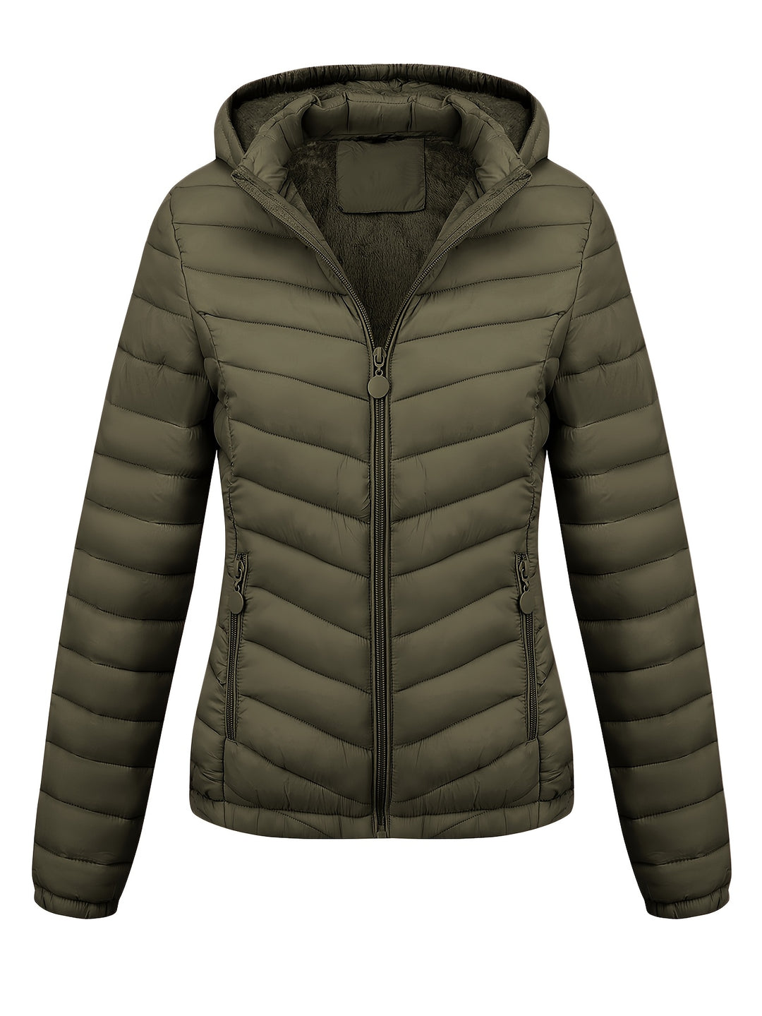 Women's Hooded Padded Coat with Pockets for Autumn Winter Fashion