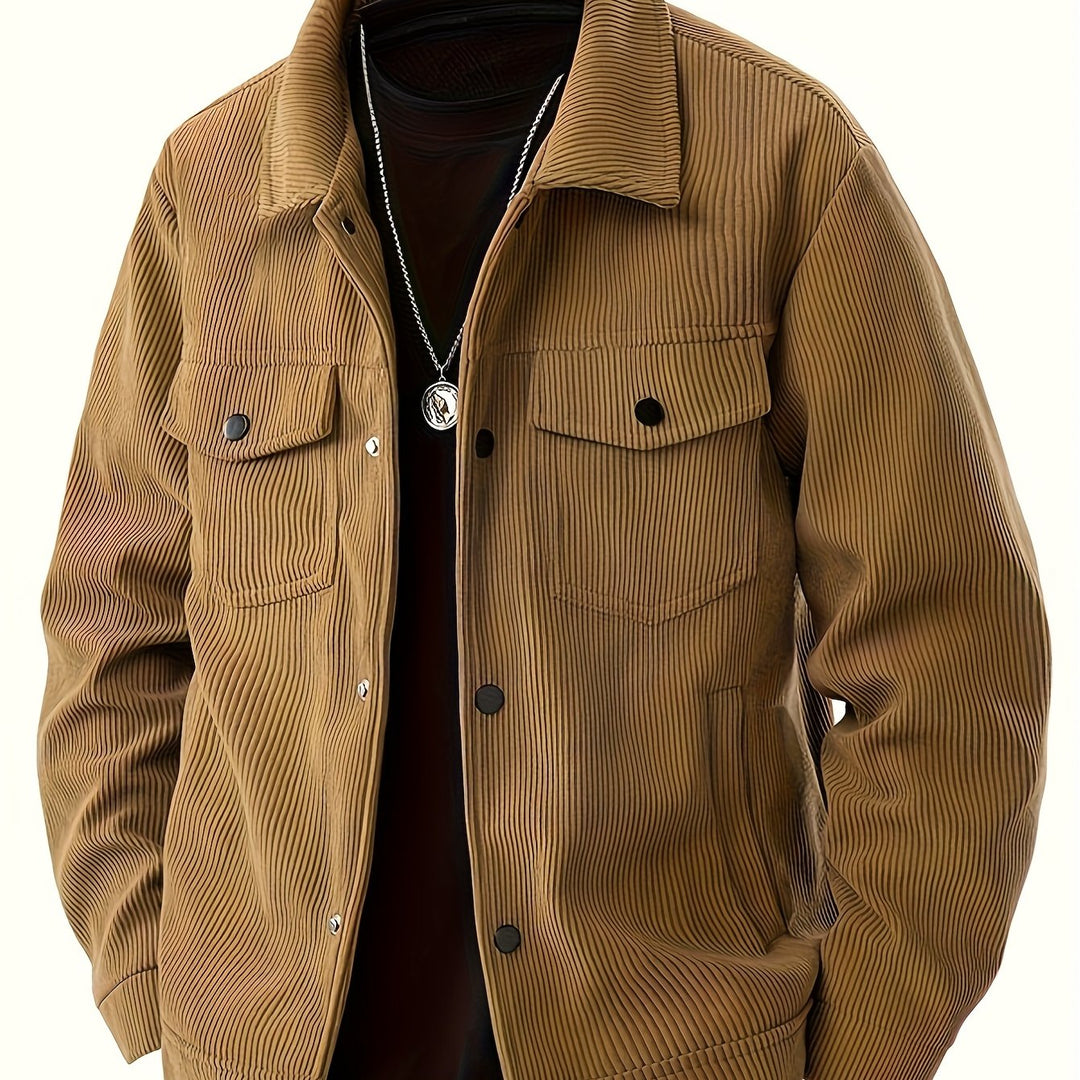 Men's Windproof Winter Jacket Heavy-Duty Coat with Collar and Pocket
