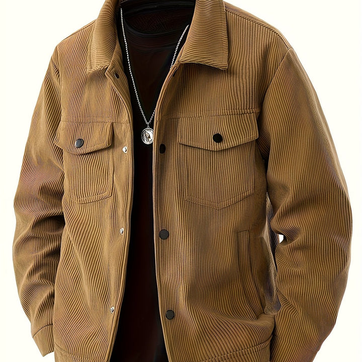 Men's Windproof Winter Jacket Heavy-Duty Coat with Collar and Pocket