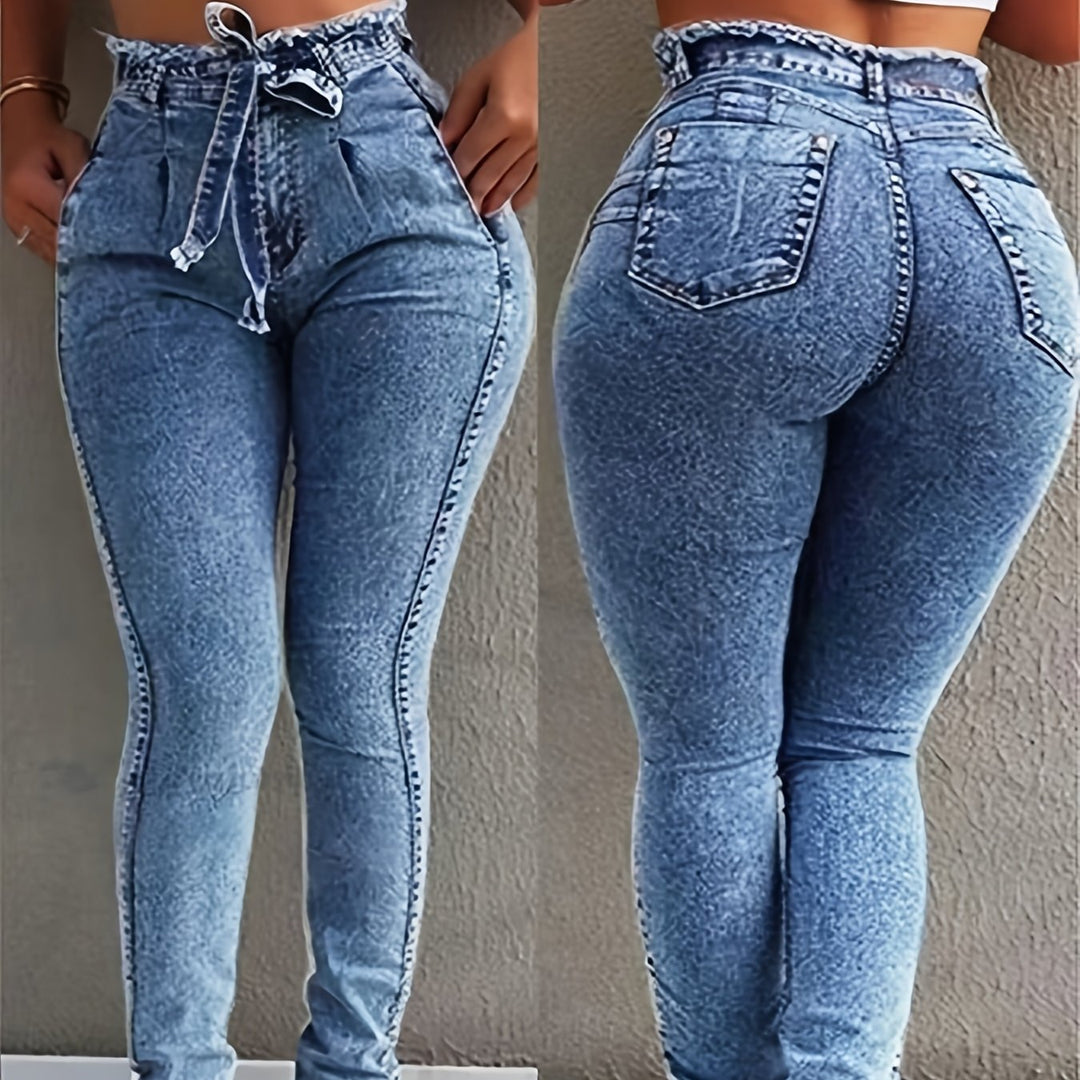 Women's Mid-rise Fashionable Casual Jeans with Butt-lifting Stretch