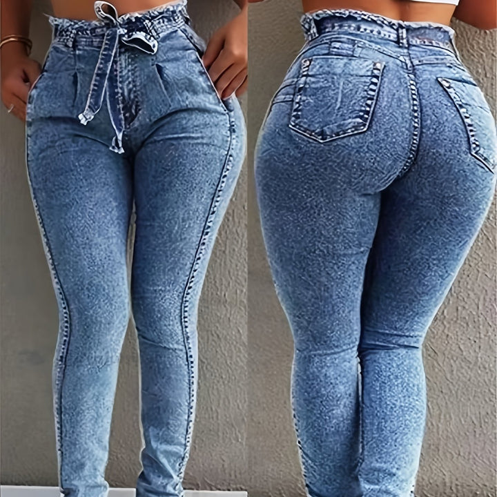 Women's Mid-rise Fashionable Casual Jeans with Butt-lifting Stretch