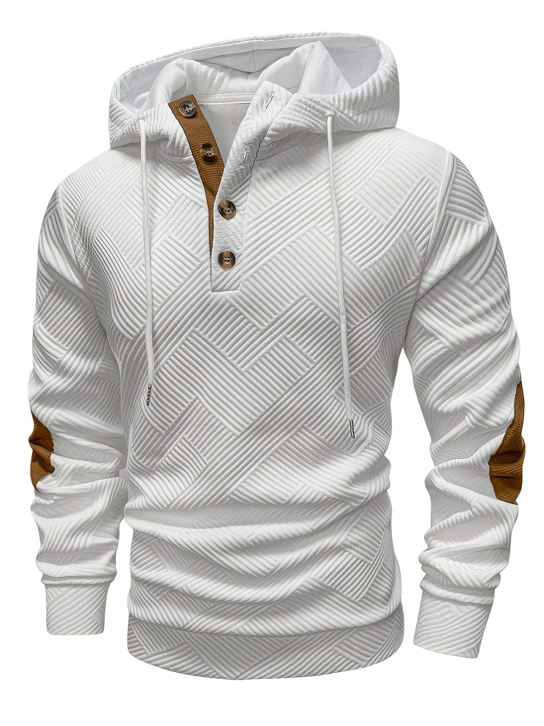Men's Casual Hooded Sweatshirt with Color-Blocking Design