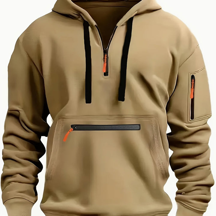 Men's Casual Zipper Hoodie with Kangaroo Pocket