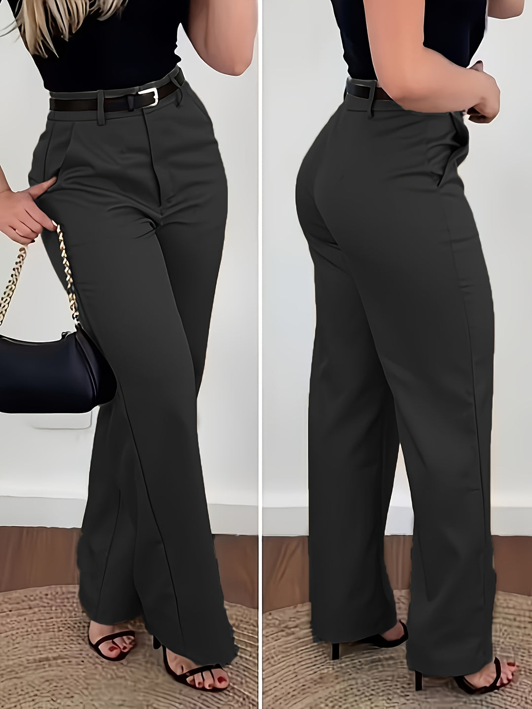 Fashionable Vintage Women's Suit Pants Straight-Leg Trousers