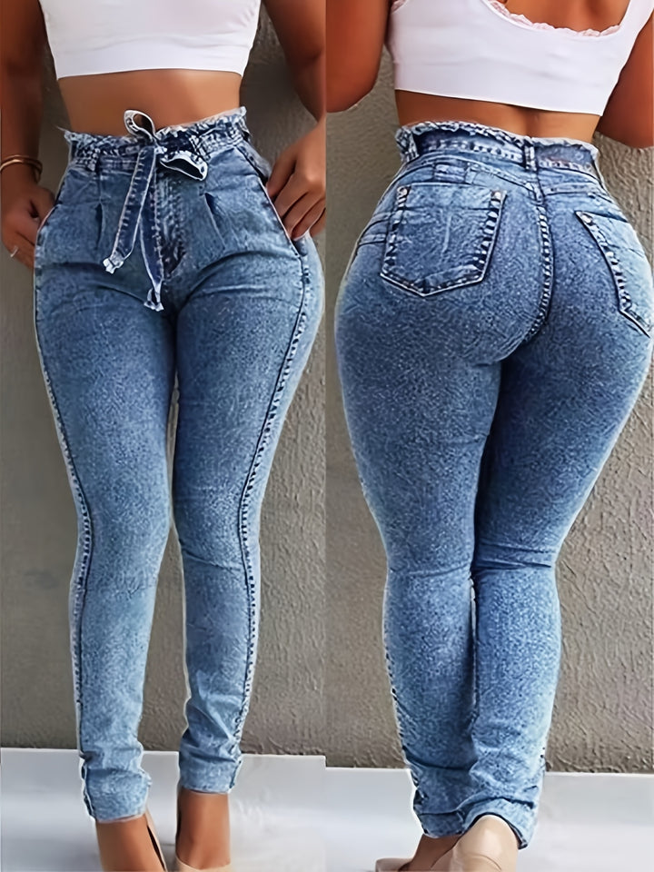 Women's Mid-rise Fashionable Casual Jeans with Butt-lifting Stretch