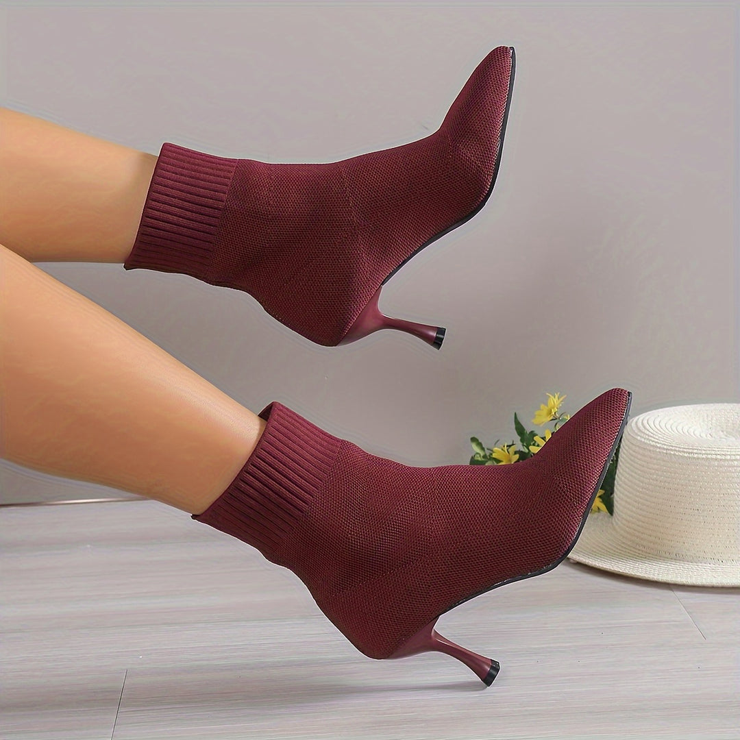 Women's Elegant Slip-On Stiletto Heel Ankle Boots Pointed Toe