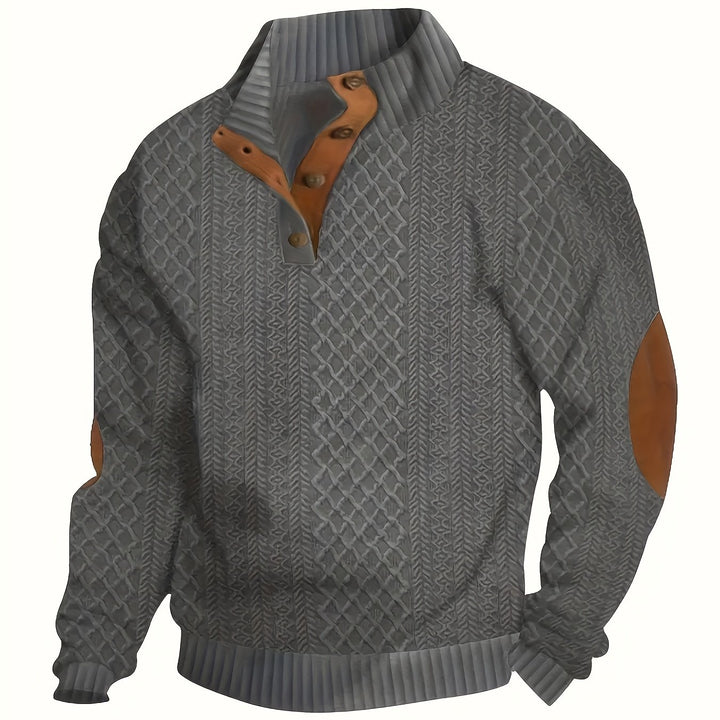 Men's Casual Button-Down Long Sleeve Shirt Henley Top