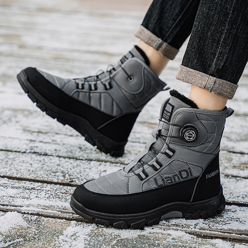 Men's Knit Elastic Snow Boots with Traction and Comfort