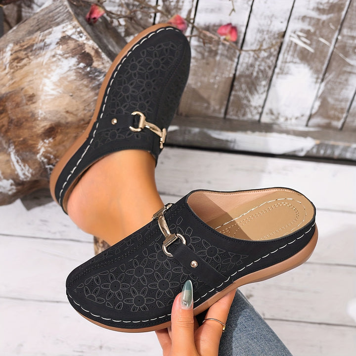 Bohemian Style Women's Mules Casual Mid-Heel Thick-Soled Shoes