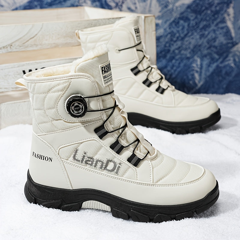 Men's Knit Elastic Snow Boots with Traction and Comfort