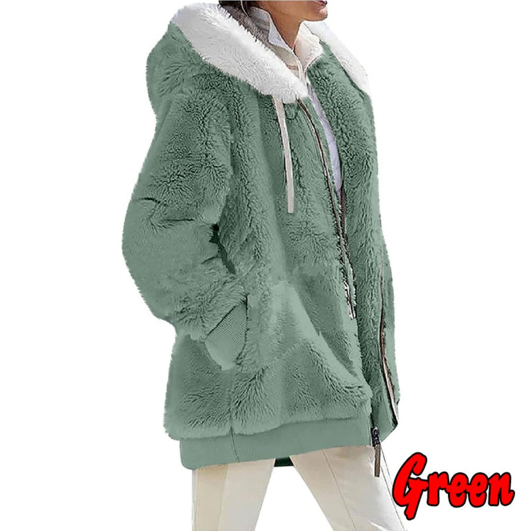 Women's Loose Sports Zipper Hooded Jacket Autumn Winter