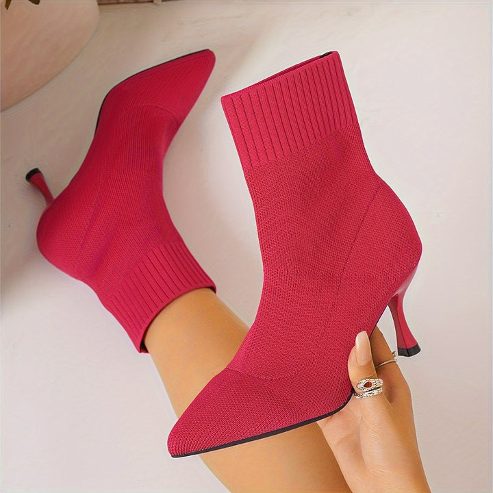 Women's Elegant Slip-On Stiletto Heel Ankle Boots Pointed Toe