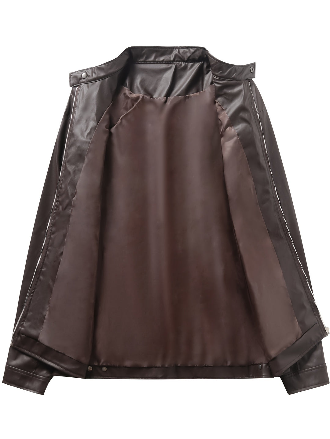 Men's Zip-Up Cardigan Multi-Pocket Motorcycle Jacket Leather Coat