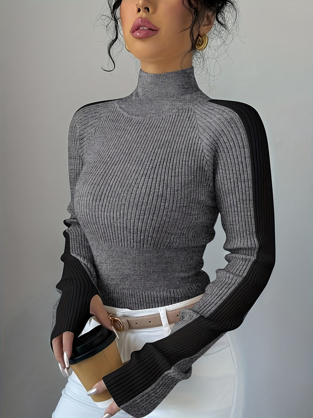 High Neck Turtleneck Layering Top for Fall Winter
