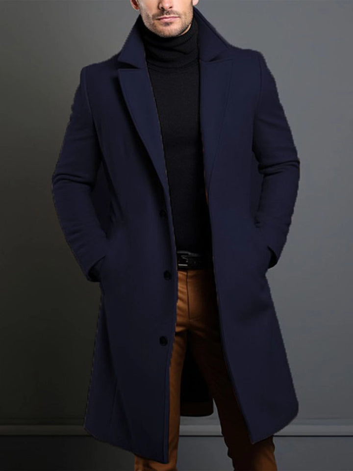 Men's British Coat Jacket Single-Breasted Button Front Collar