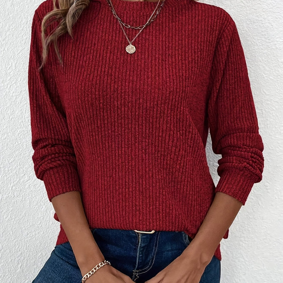 Women's Ribbed Pullover Tunic Long Sleeve Top