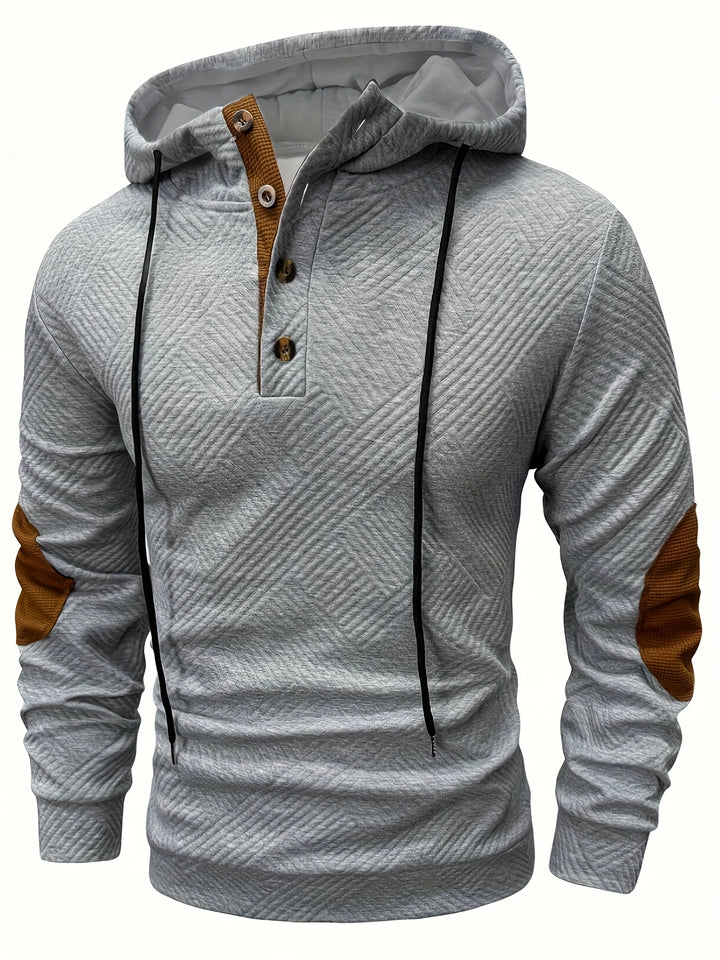 Men's Casual Hooded Sweatshirt with Color-Blocking Design
