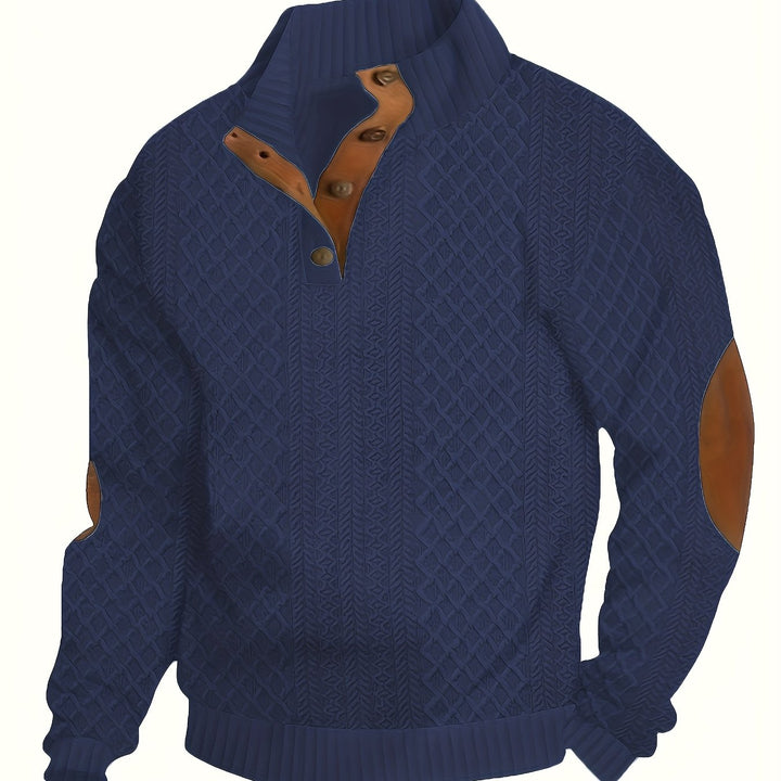 Men's Casual Button-Down Long Sleeve Shirt Henley Top