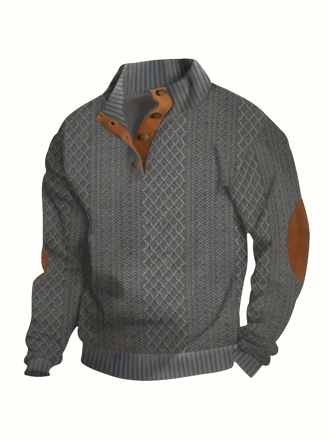 Men's Casual Button-Down Long Sleeve Shirt Henley Top