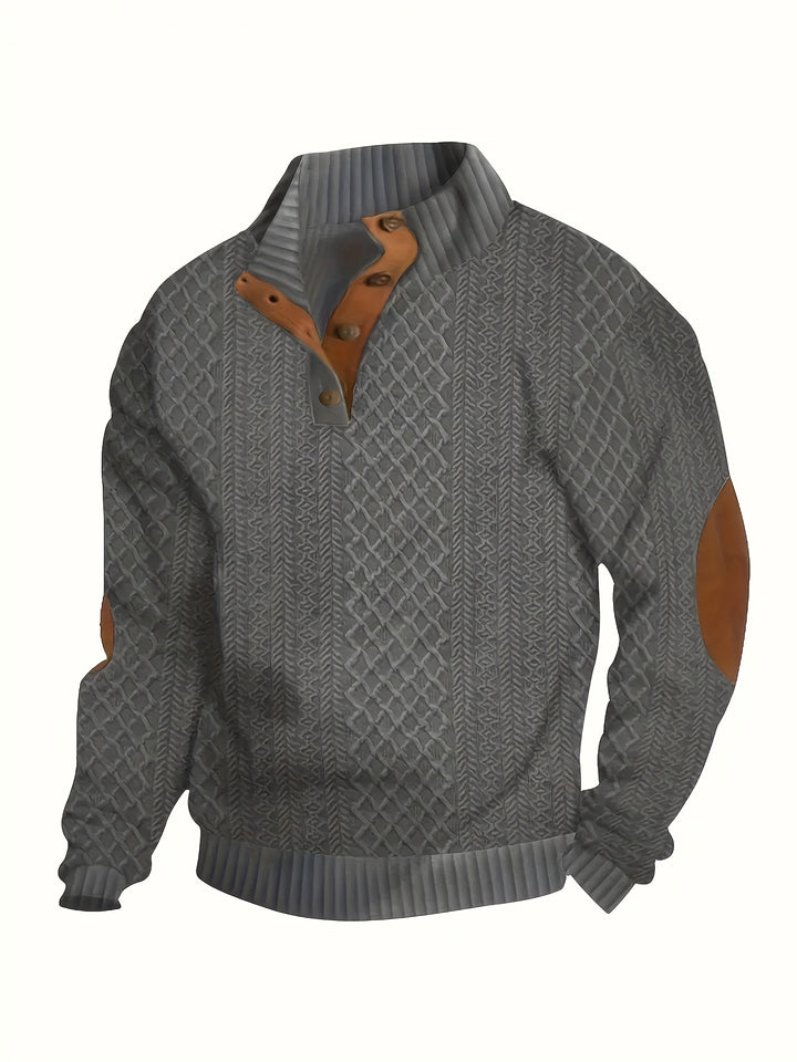 Men's Casual Button-Down Long Sleeve Shirt Henley Top