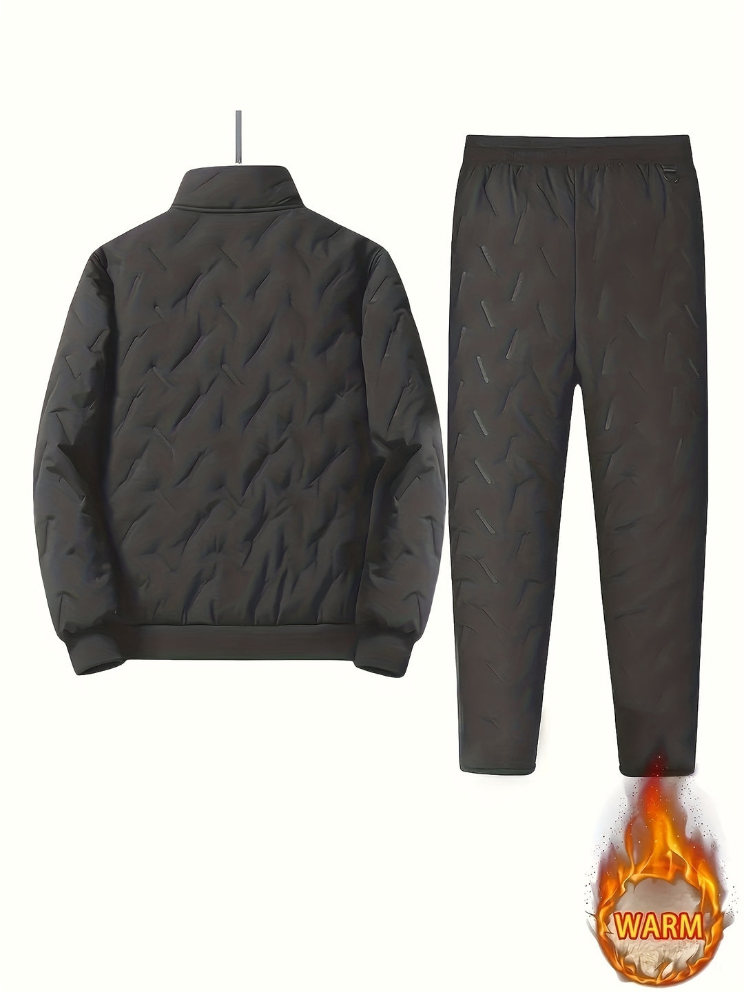 Men's Casual Two-Piece Fleece-Lined Jacket and Pants Set