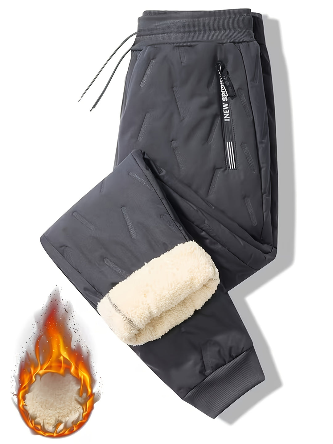 Men's Winter Casual Straight-Leg Jogger Pants with Drawstring