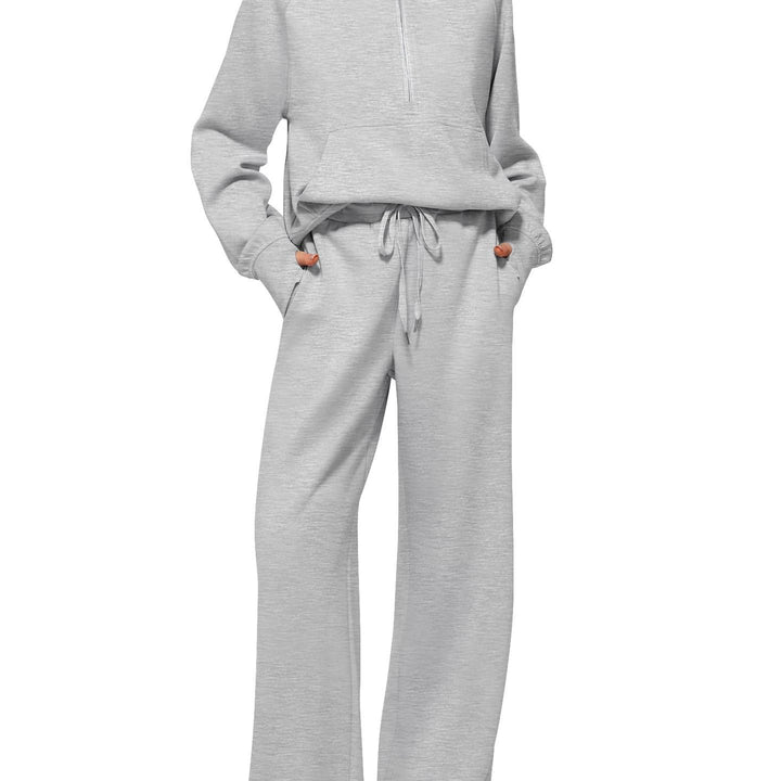 Women's Oversized Half-Zip Sweatshirt and Wide Leg Sweatpants Set