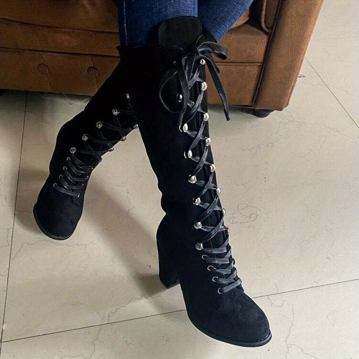 Women's Lace-up Ankle Boots with Chunky Heel Shoes
