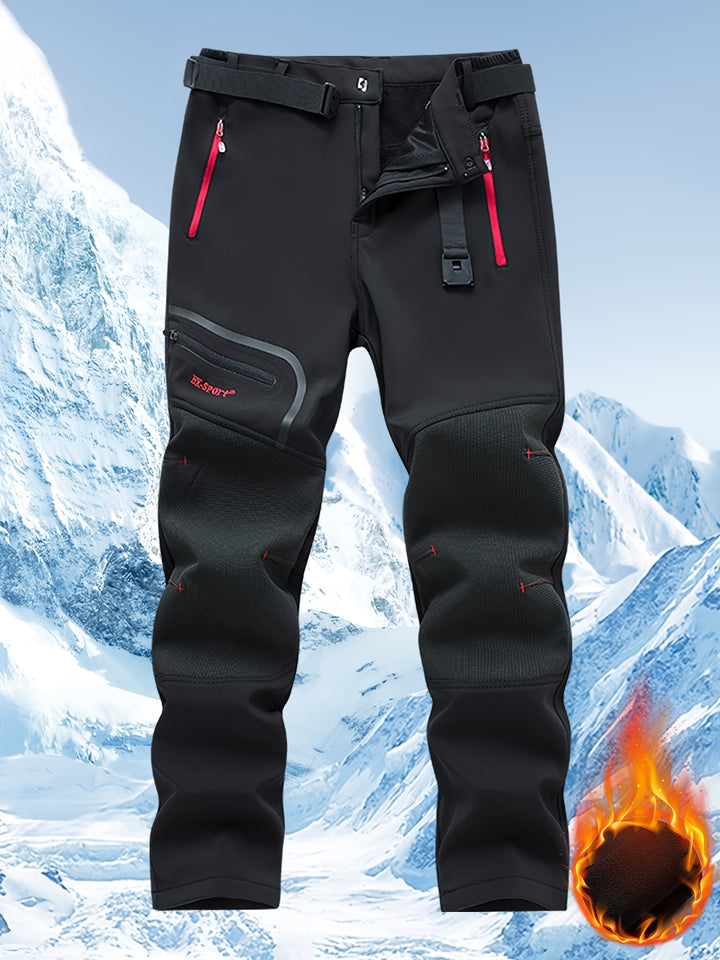 Men's Windproof Cargo Pants with Belt and Zippered Pockets