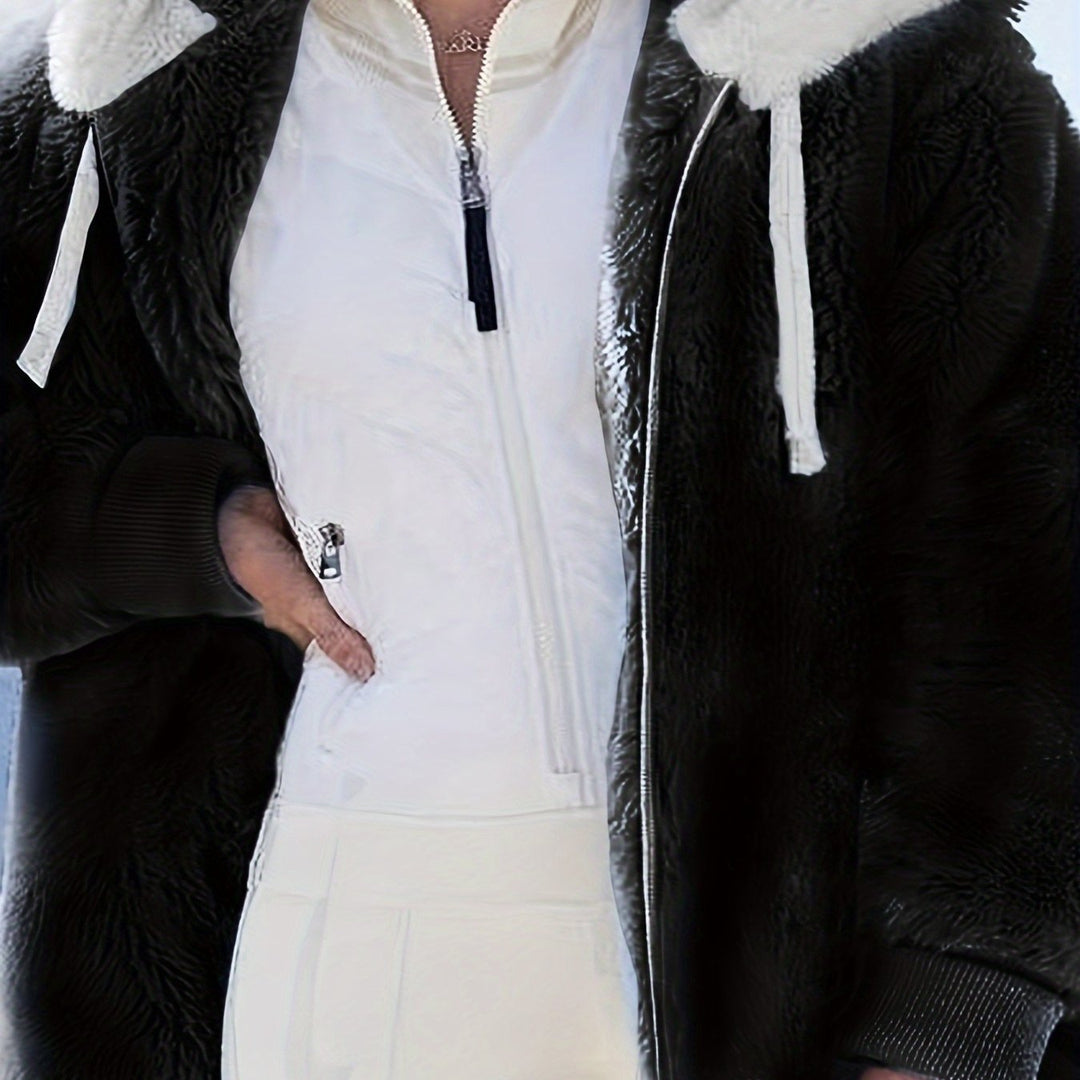 Women's Loose Sports Zipper Hooded Jacket Autumn Winter