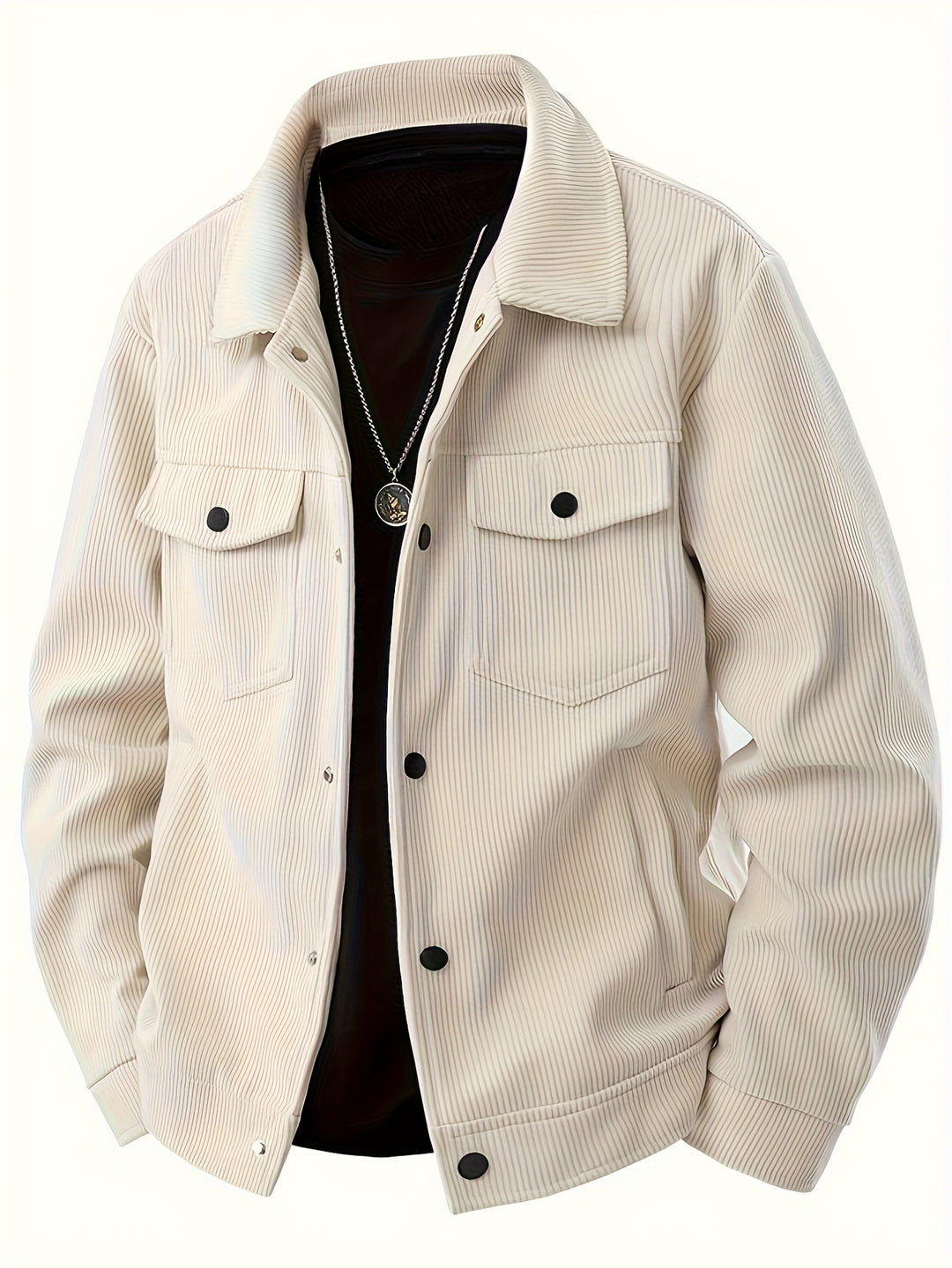 Men's Windproof Winter Jacket Heavy-Duty Coat with Collar and Pocket