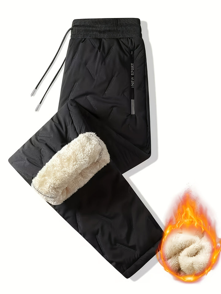 Men's Winter Casual Straight-Leg Jogger Pants with Drawstring