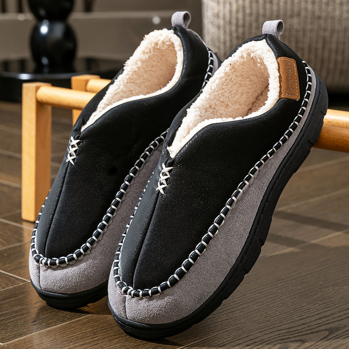 Men's Outdoor Bag and Memory Foam Indoor Slippers Soft Sole Winter
