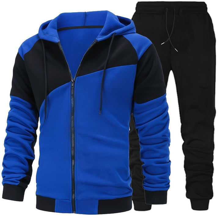 Men's Sports Set - Long Sleeve Hooded Jacket and Jogging Pants