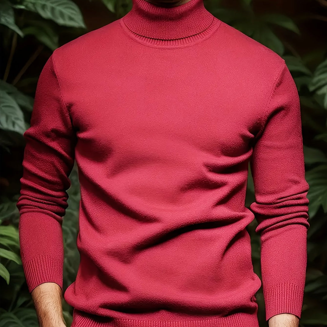 Men's Pullover Knit Sweater with Turn-Collar Autumn-Winter Style