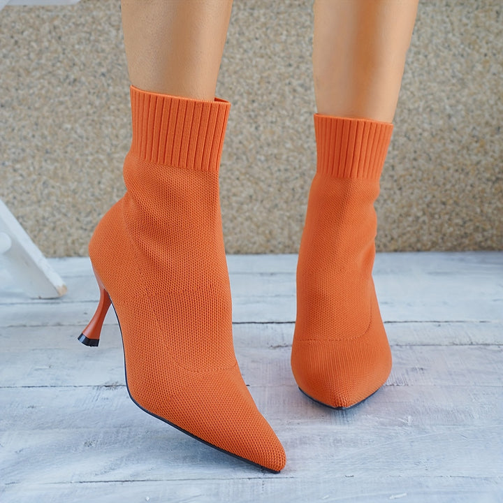 Women's Elegant Slip-On Stiletto Heel Ankle Boots Pointed Toe