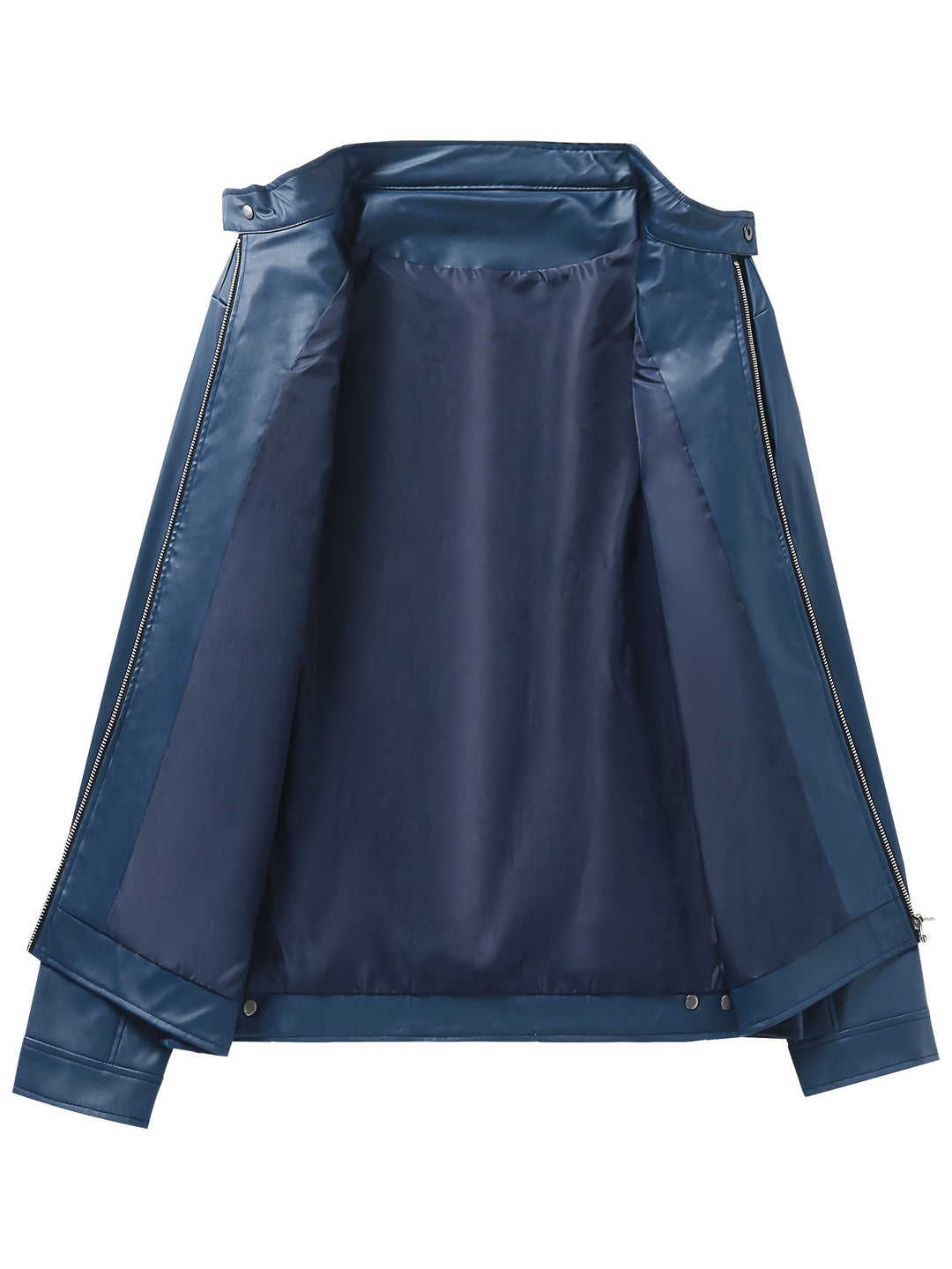 Men's Zip-Up Cardigan Multi-Pocket Motorcycle Jacket Leather Coat