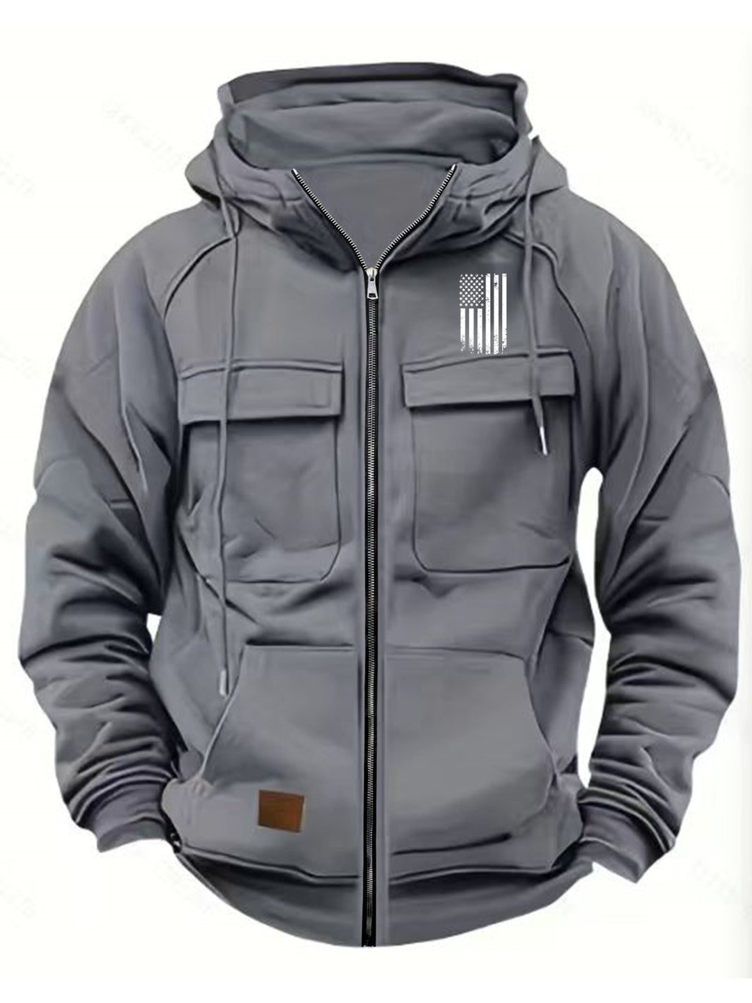 Men's Long Sleeve Zipper Pocket Hoodie Top