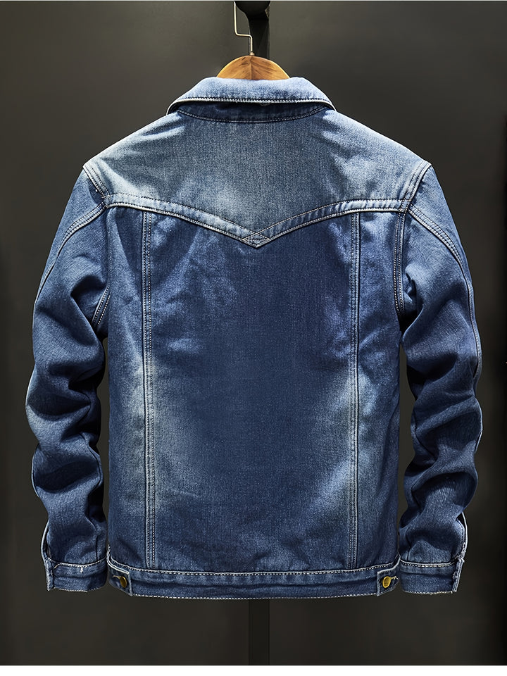 Men's Fleece-Lined Loose-Fit Denim Jacket