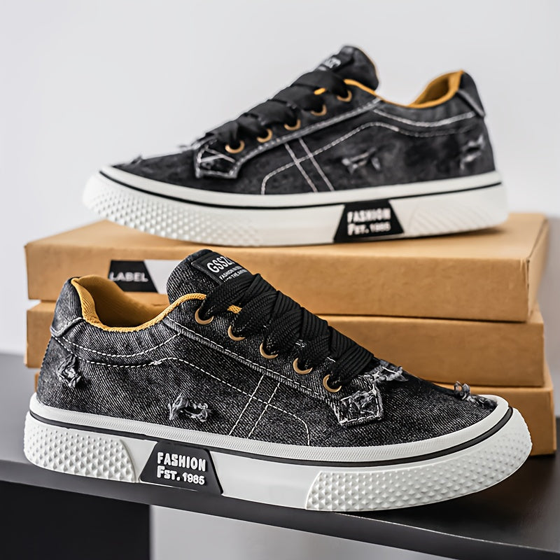 Men's Casual Sports Shoes, Trendy Canvas Low Top, Lace Closure