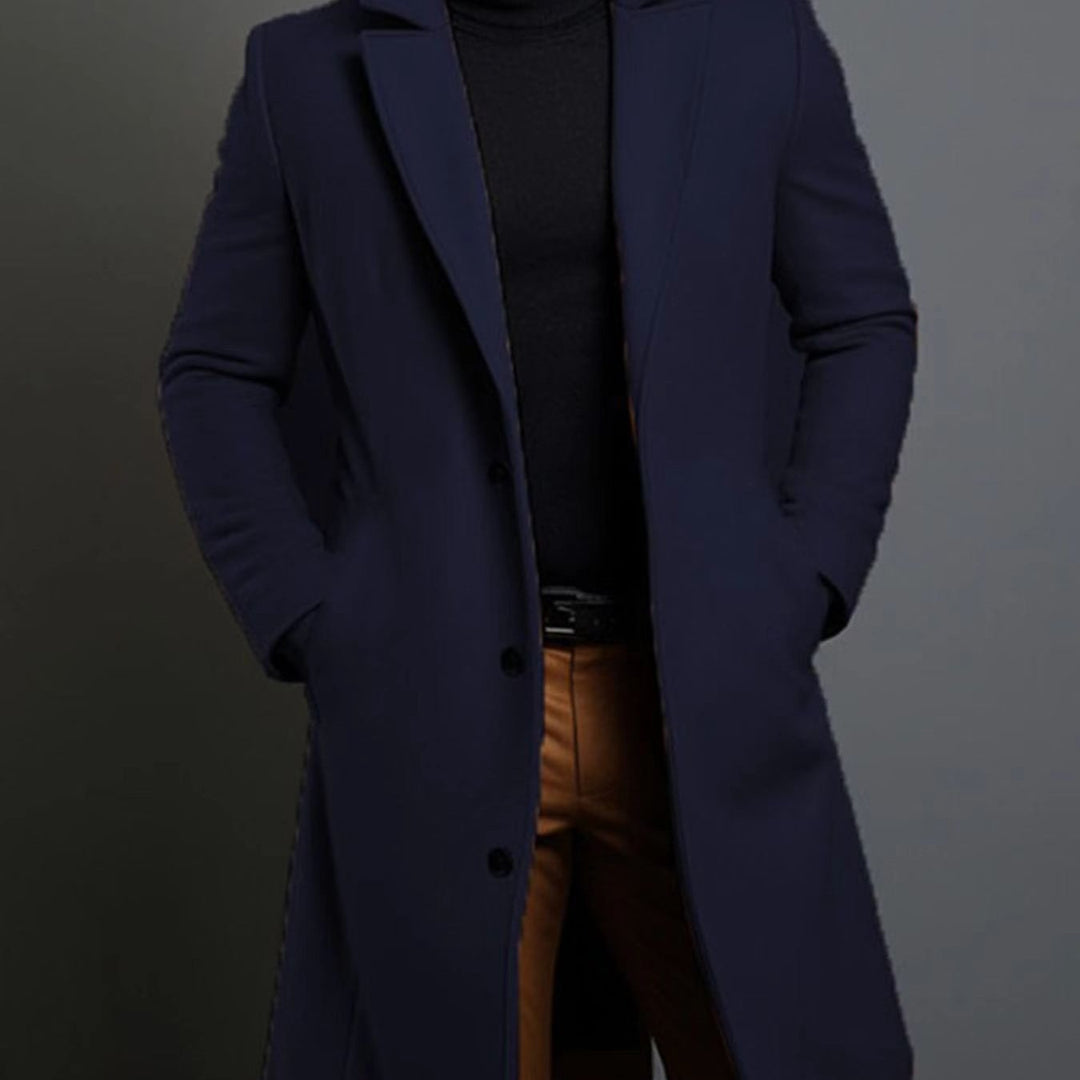 Men's British Coat Jacket Single-Breasted Button Front Collar