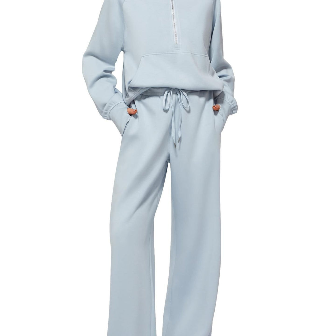 Women's Oversized Half-Zip Sweatshirt and Wide Leg Sweatpants Set