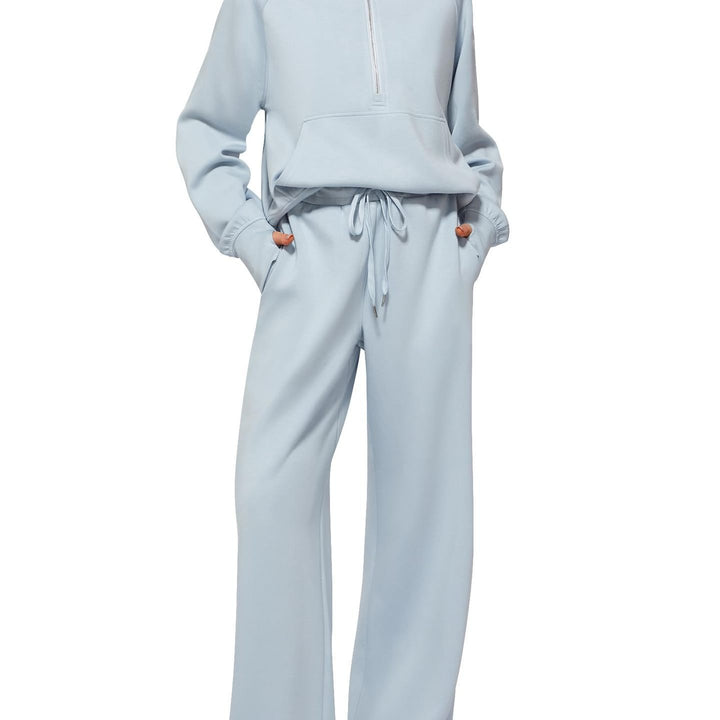 Women's Oversized Half-Zip Sweatshirt and Wide Leg Sweatpants Set