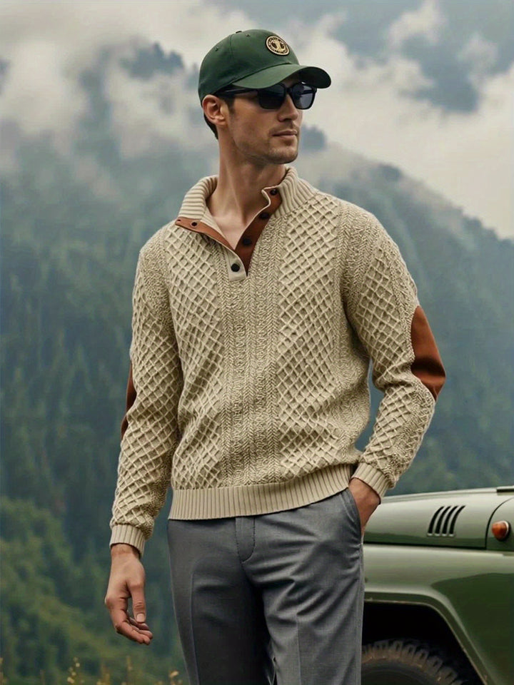 Men's Casual Button-Down Long Sleeve Shirt Henley Top