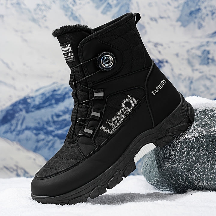 Men's Knit Elastic Snow Boots with Traction and Comfort