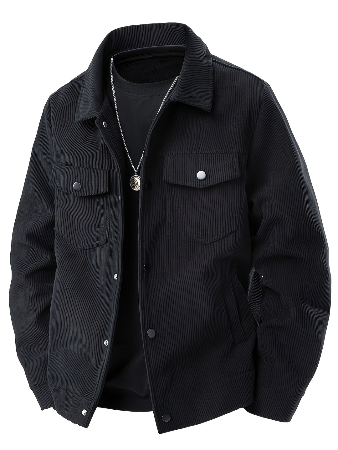 Men's Windproof Winter Jacket Heavy-Duty Coat with Collar and Pocket