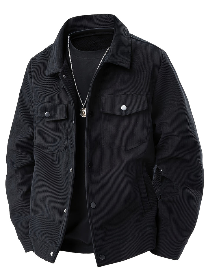 Men's Windproof Winter Jacket Heavy-Duty Coat with Collar and Pocket