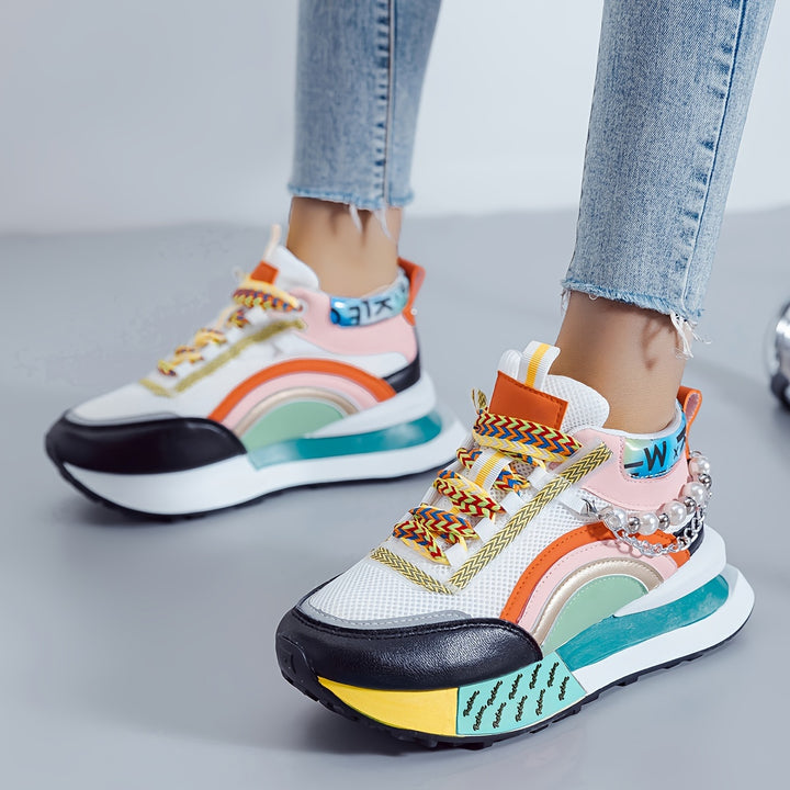 Women's Mid-Top Lace-Up Sneakers Casual Sports Shoes
