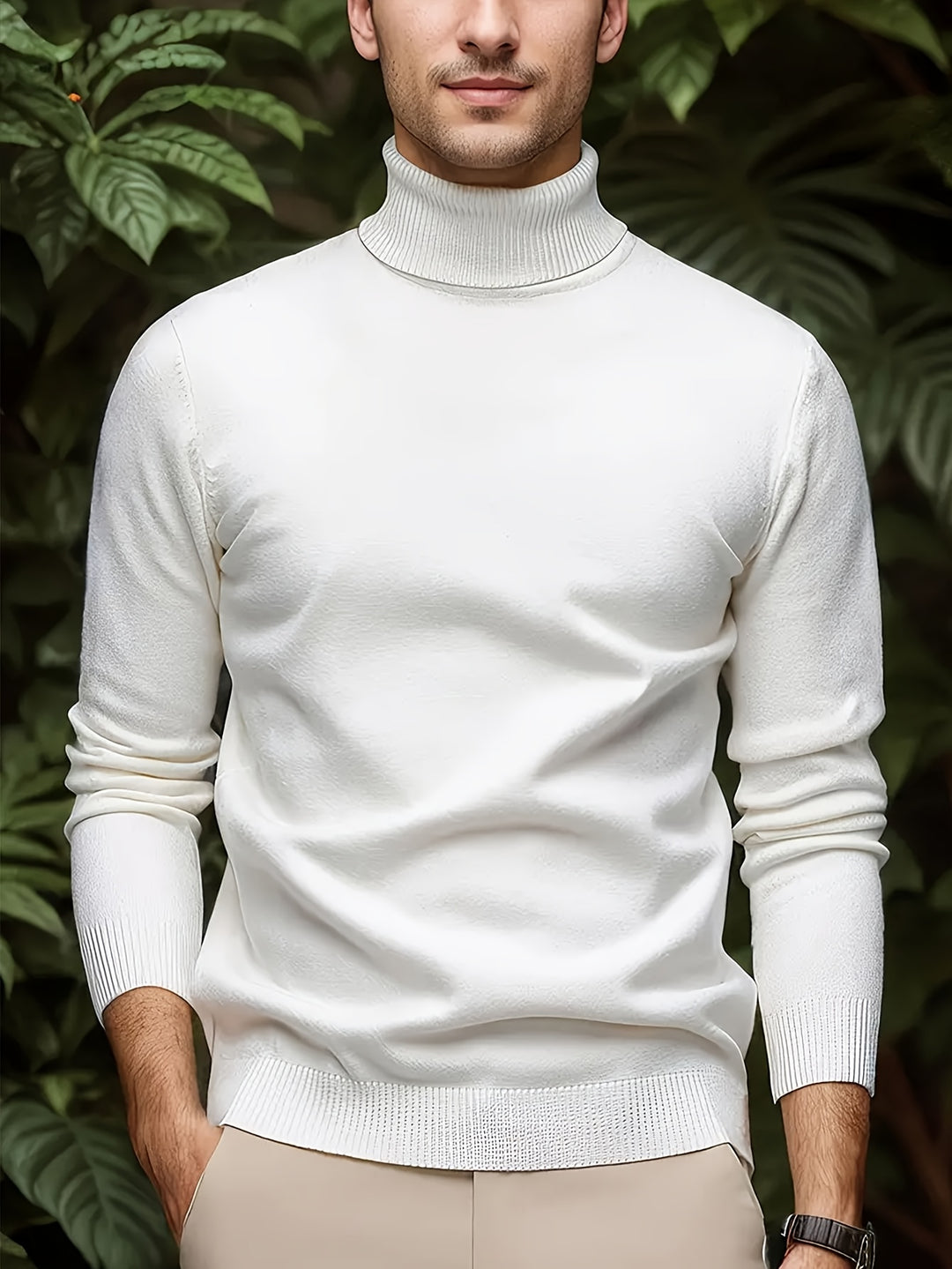 Men's Pullover Knit Sweater with Turn-Collar Autumn-Winter Style