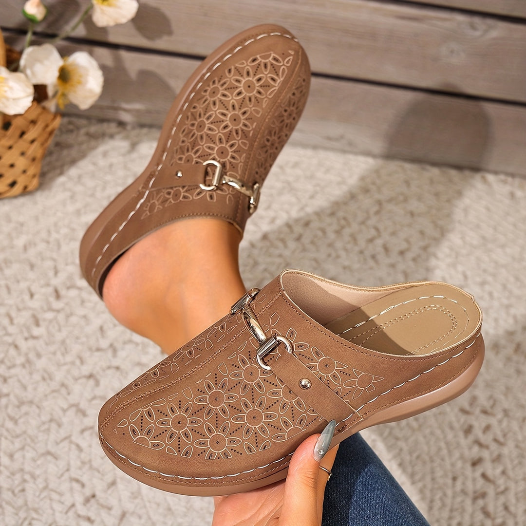 Bohemian Style Women's Mules Casual Mid-Heel Thick-Soled Shoes